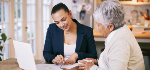 Woman reviewing her estate plan with attorney