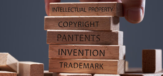 Building blocks showing intellectual property categories.