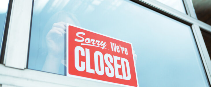 sign in business window, closing a business