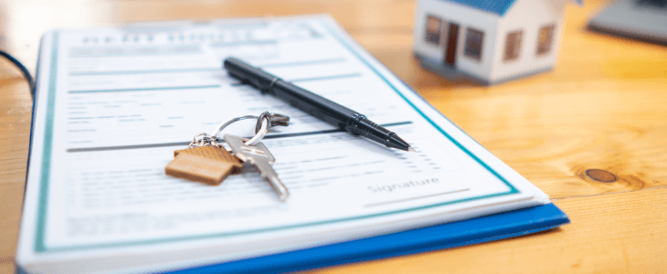 Residential Purchase & sell agreements contract on a table